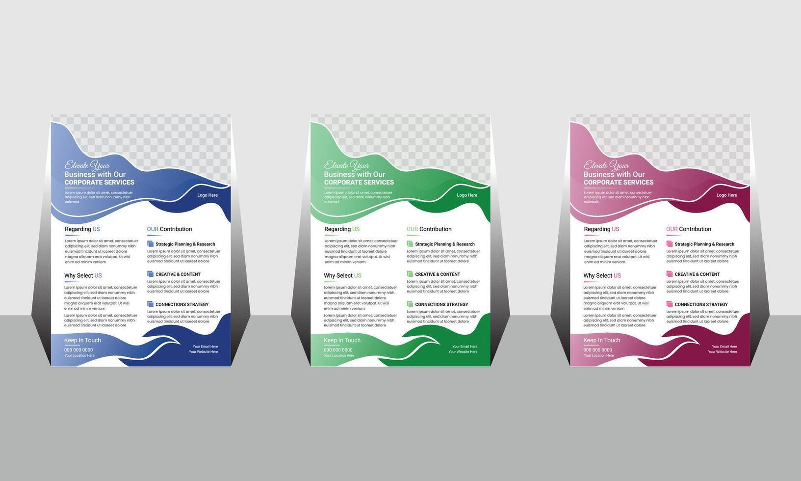 Corporate creative colorful business flyer template design set, abstract business flyer template design vector