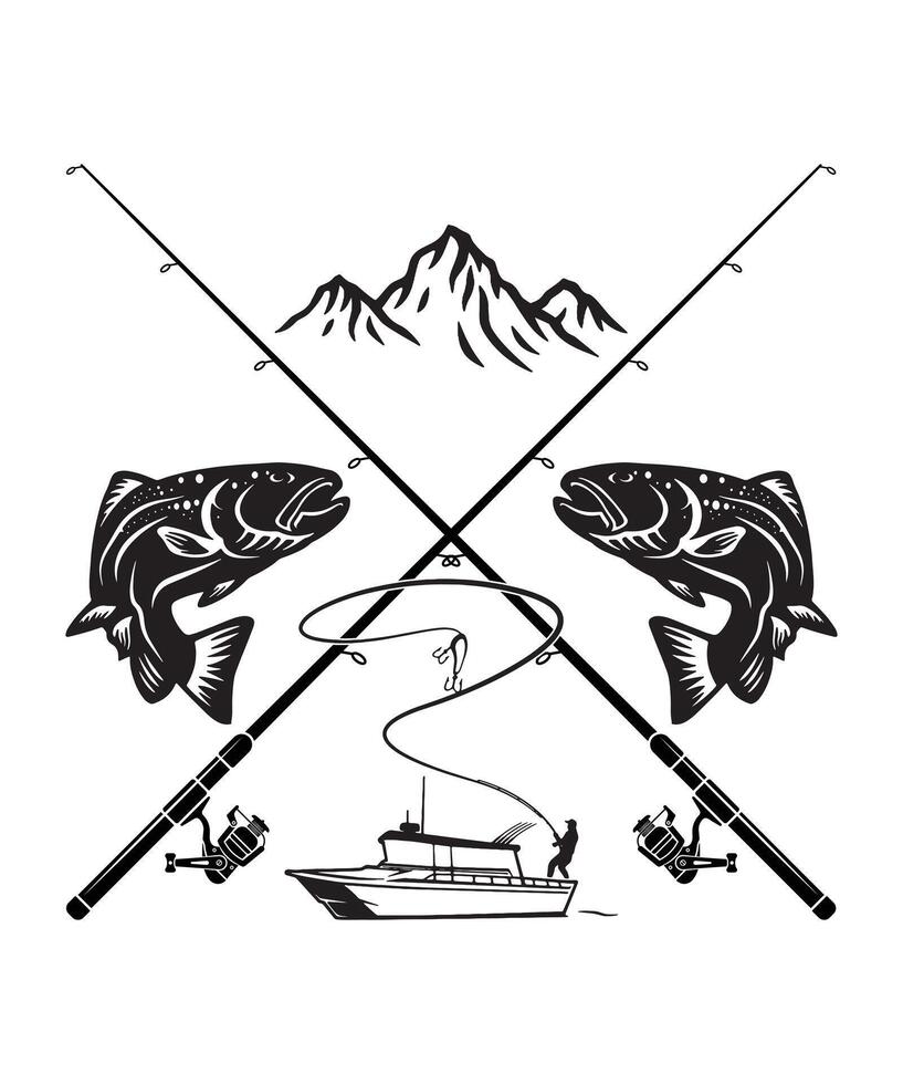 Fishing logo t-shirt vector