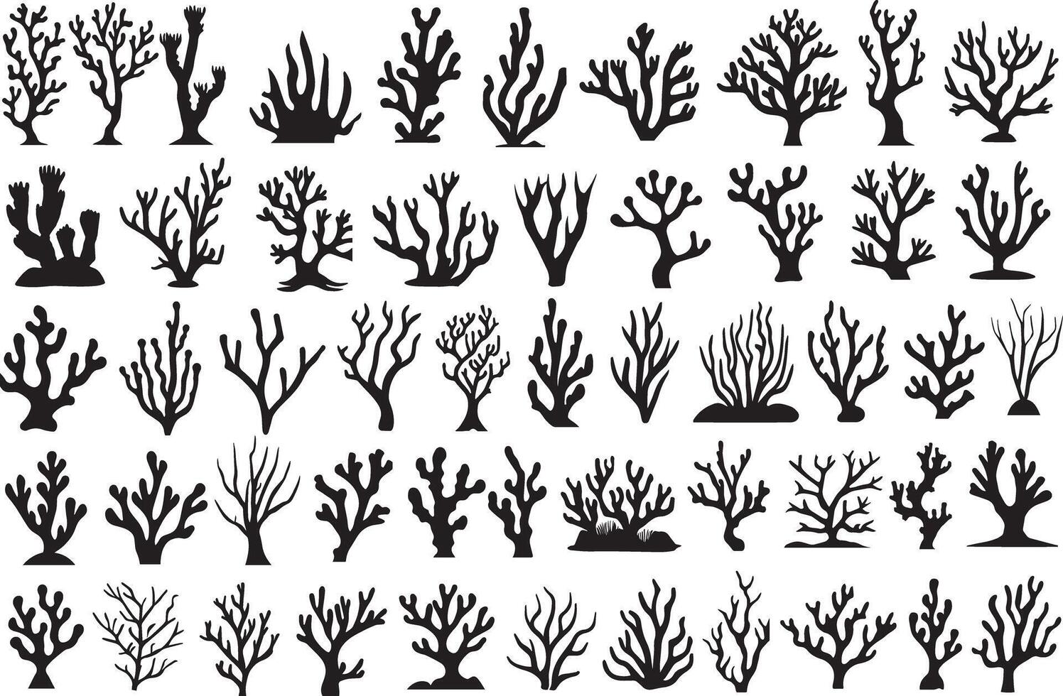 Corals Silhouettes Set vector