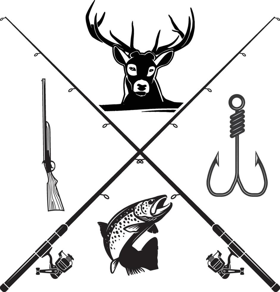 Hunting and fishing tshirt vector