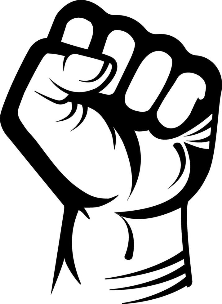 Black raised fist protest symbol icons. FIst on white backgrounds. Justice, solidarity, anti racism and anti Nazism strength gesture. Emancipation and freedom. illustration vector