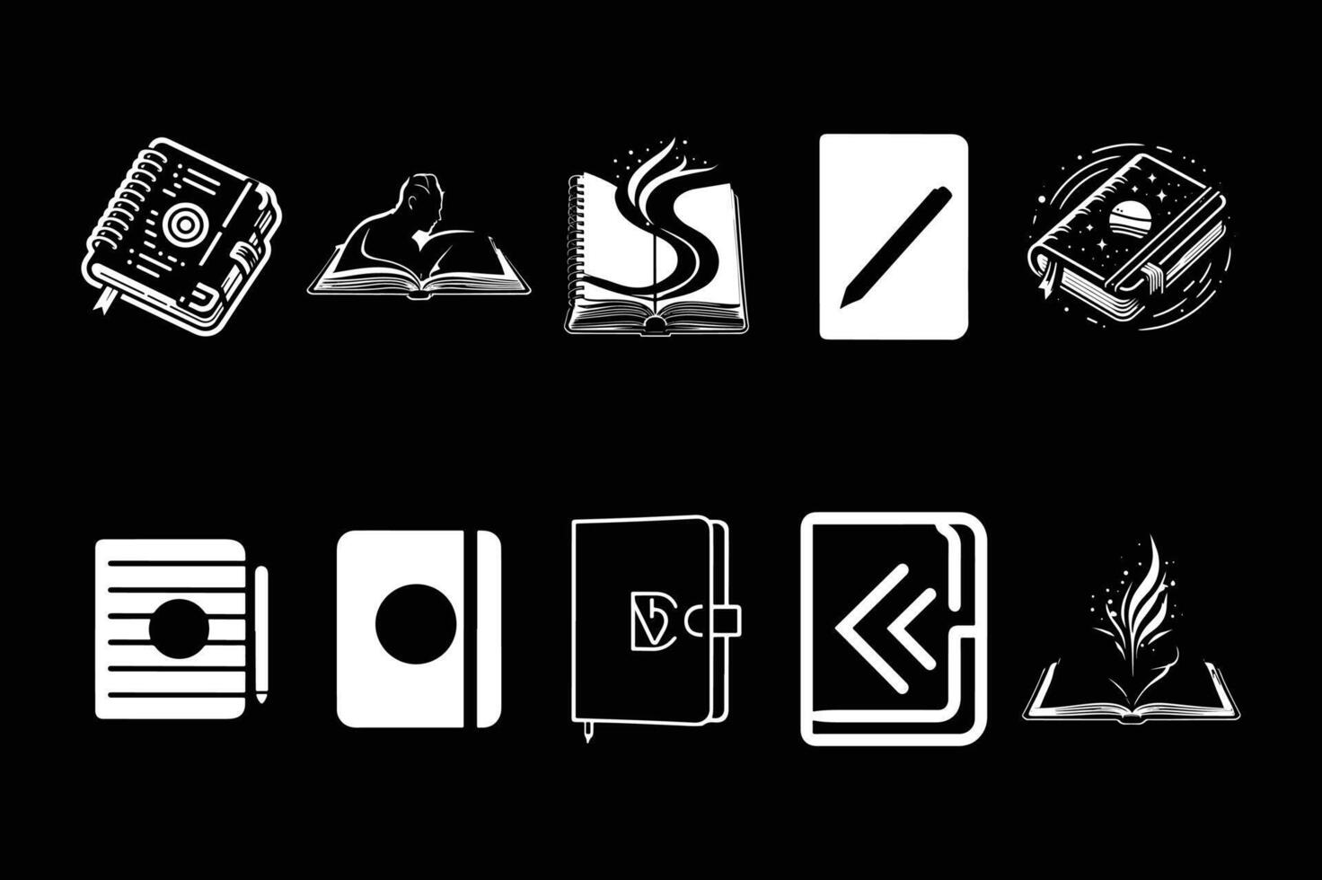 set of notebooks silhouette logo design template vector