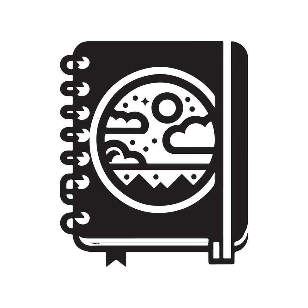 notebook silhouette logo design template vector