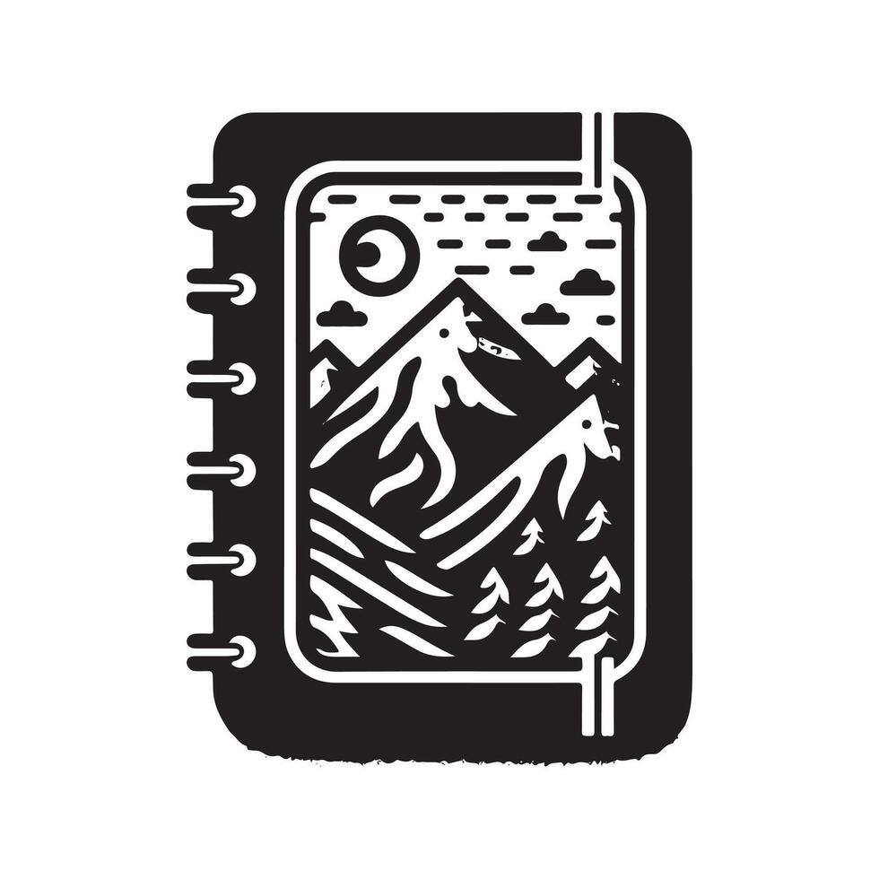 notebook silhouette logo design template vector