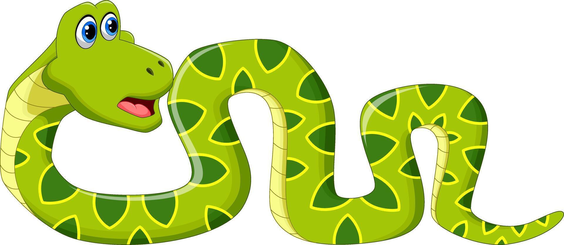 Cute snake cartoon on white background vector