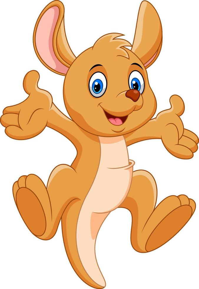 Cute kangaroo cartoon isolated on white background vector