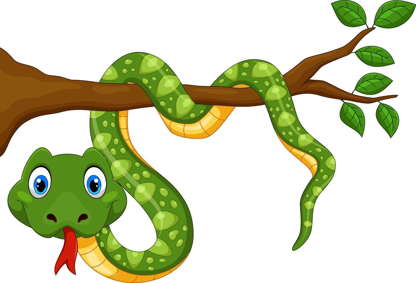 Cute snake cartoon on white background vector