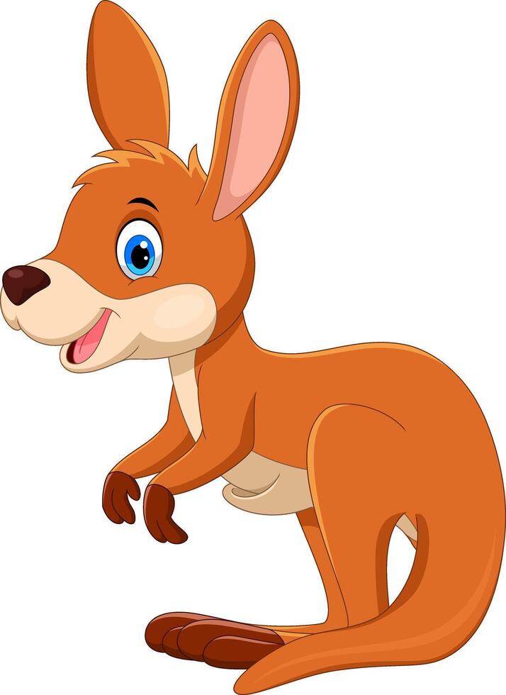 Cute kangaroo cartoon on white background vector