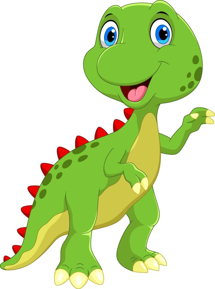 Happy dinosaur cartoon on white background vector
