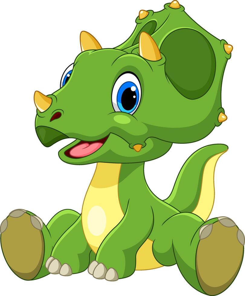 Cute baby triceratops cartoon on white background vector