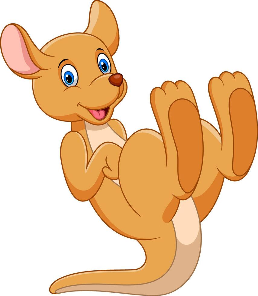 Cute kangaroo cartoon isolated on white background vector