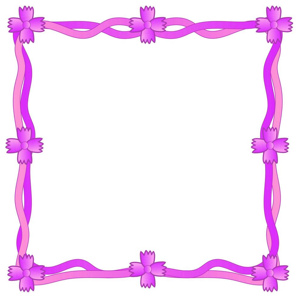 Quadrangular festive pink frame decorated with a pattern of flowers vector