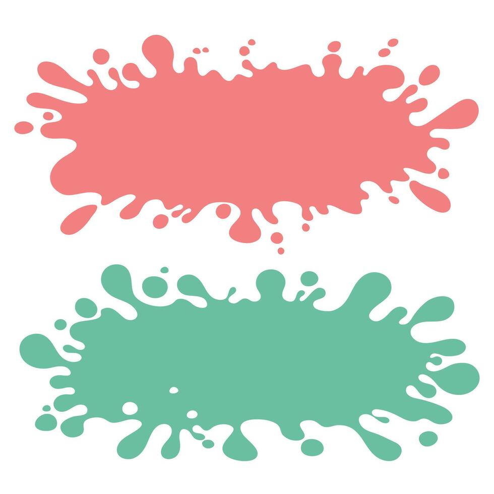 Color paint splatter. Colorful oval horizontal stains, abstract paints splashes and wet splats. shapes with splashes. vector