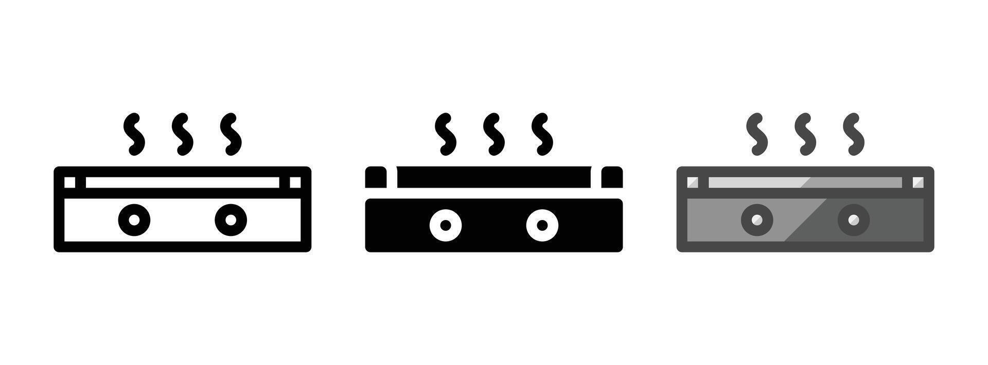 Multipurpose Griddle Icon in Outline, Glyph, Filled Outline Style vector