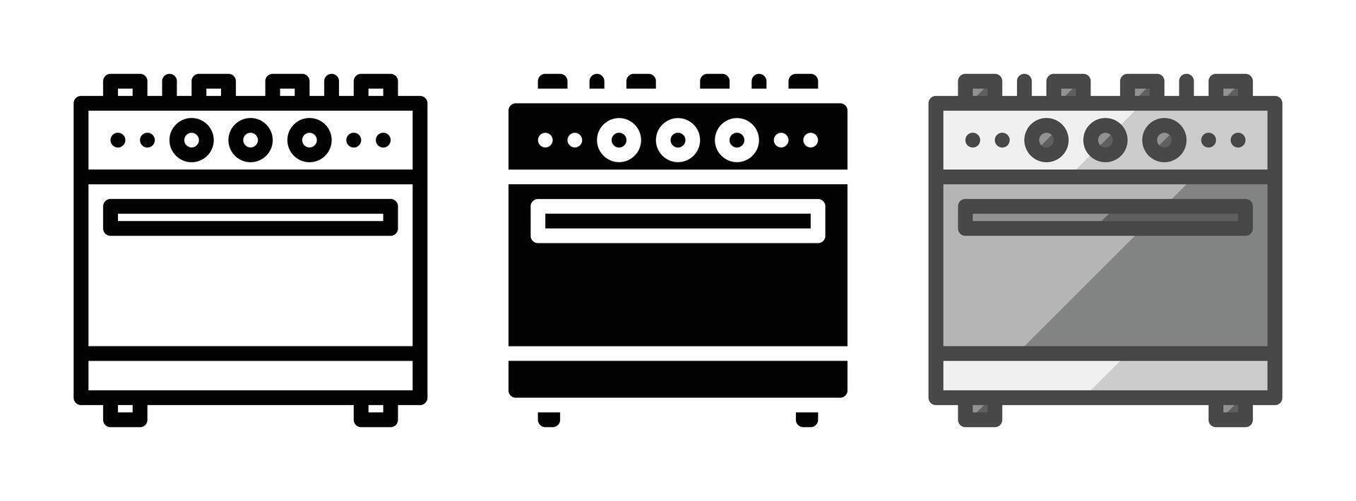 Multipurpose Cooking Range Icon in Outline, Glyph, Filled Outline Style vector