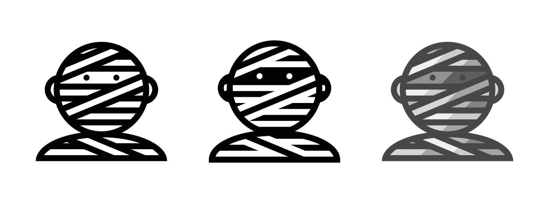 Multipurpose Mummy Icon in Outline, Glyph, Filled Outline Style vector