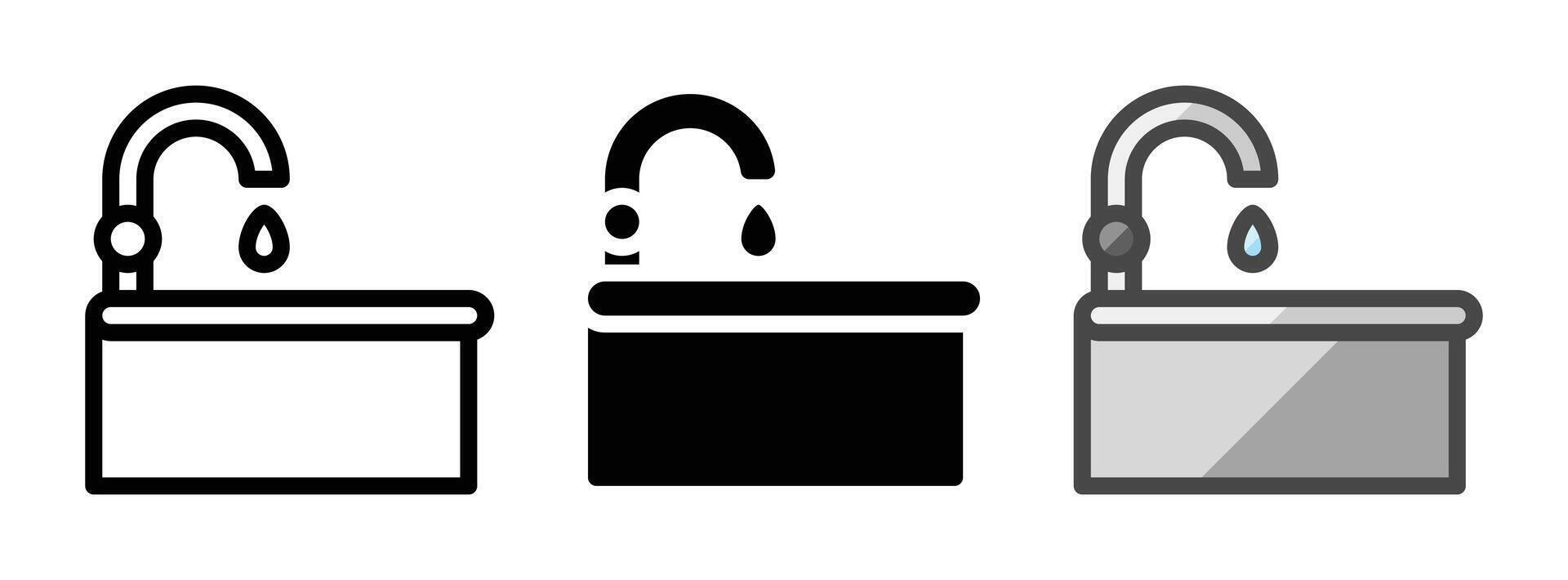 Multipurpose Sink Icon in Outline, Glyph, Filled Outline Style vector