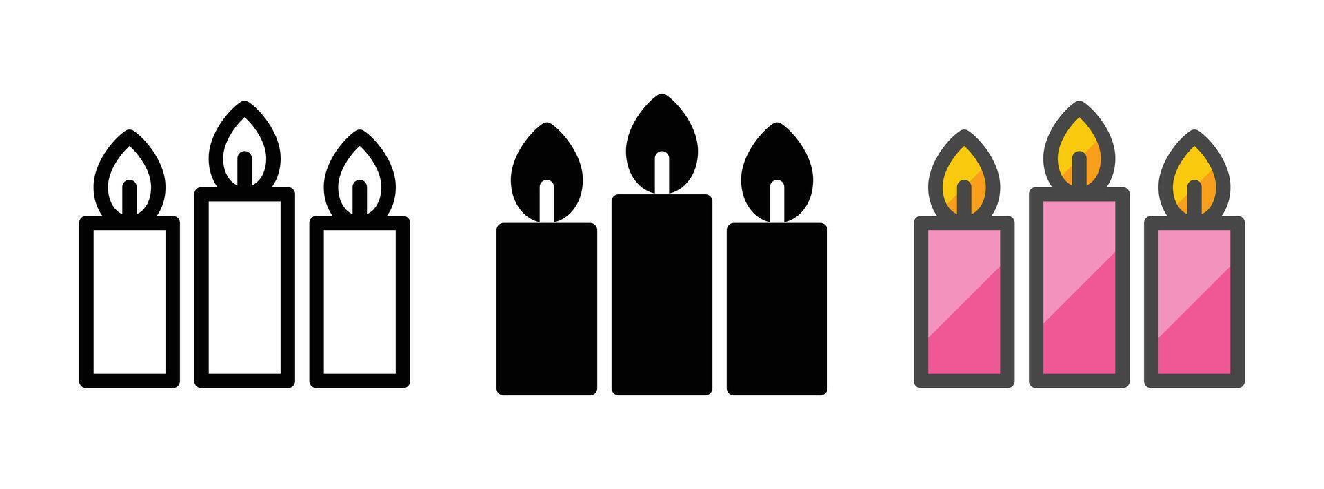 Multipurpose Candles Icon in Outline, Glyph, Filled Outline Style vector