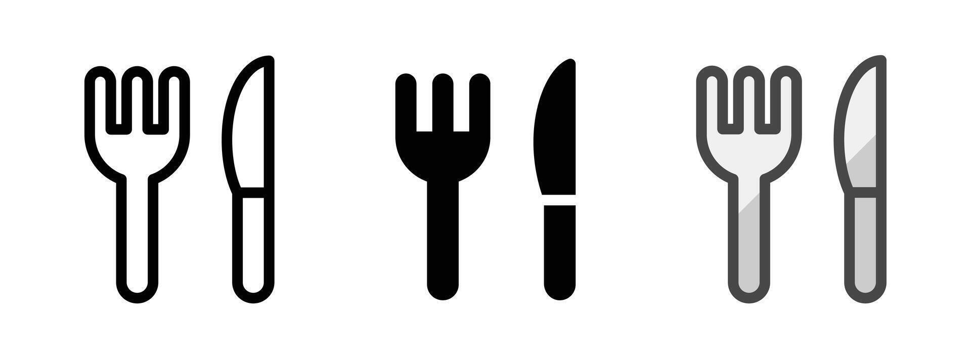 Multipurpose Knife and Fork Icon in Outline, Glyph, Filled Outline Style vector