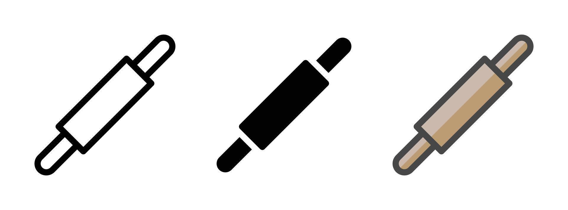 Multipurpose Rolling Pin Icon in Outline, Glyph, Filled Outline Style vector