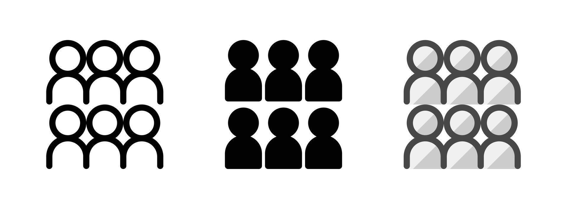 Multipurpose People Icon in Outline, Glyph, Filled Outline Style vector