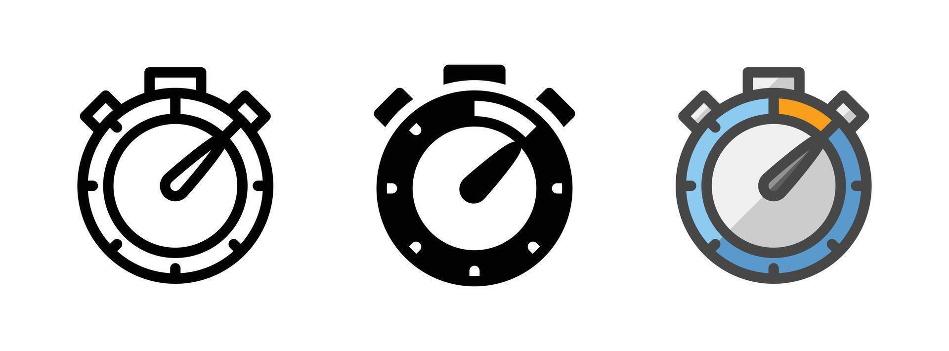 Multipurpose Stopwatch Icon in Outline, Glyph, Filled Outline Style vector