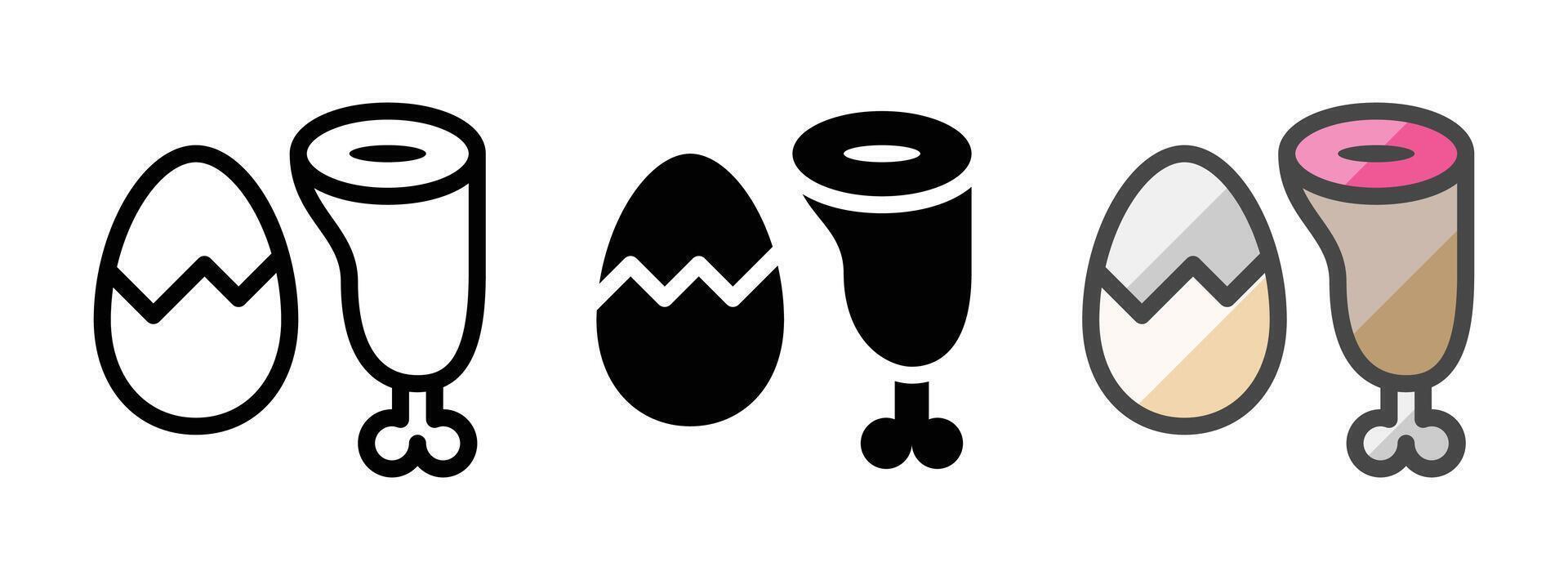 Multipurpose Lamb and Egg Icon in Outline, Glyph, Filled Outline Style vector