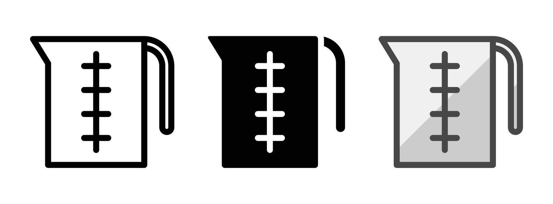 Multipurpose Measuring Cup Icon in Outline, Glyph, Filled Outline Style vector