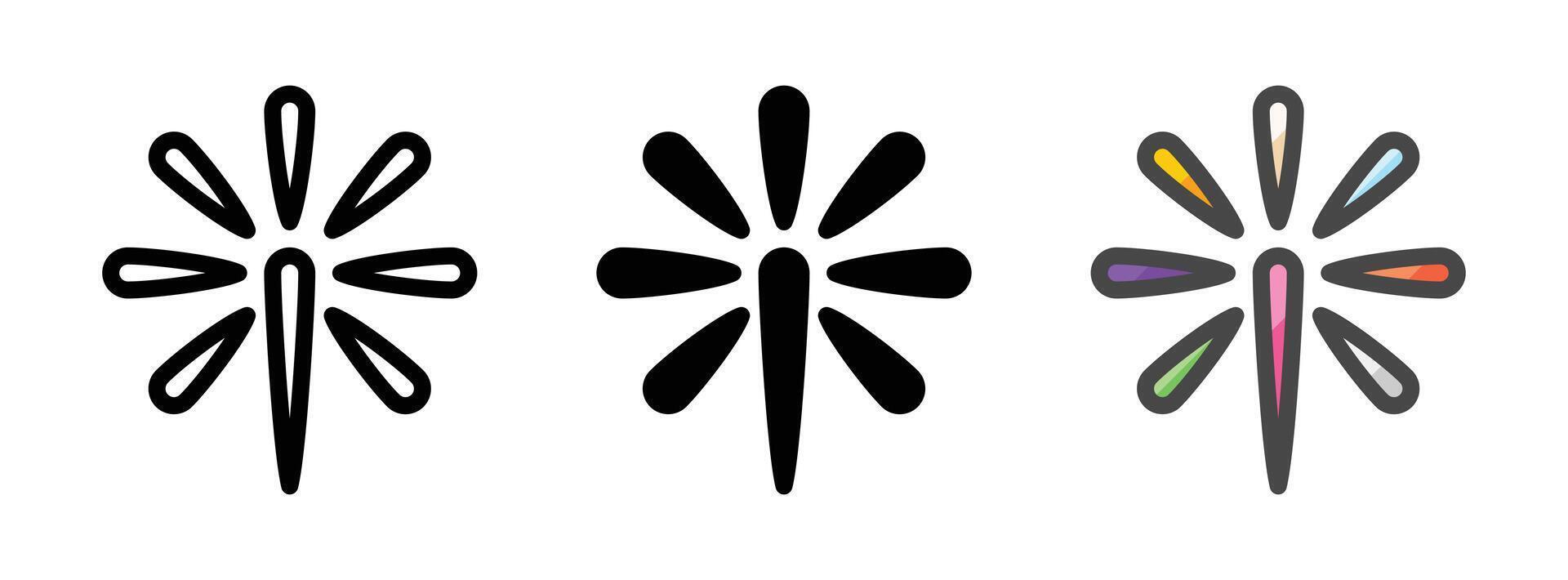 Multipurpose Fireworks Icon in Outline, Glyph, Filled Outline Style vector