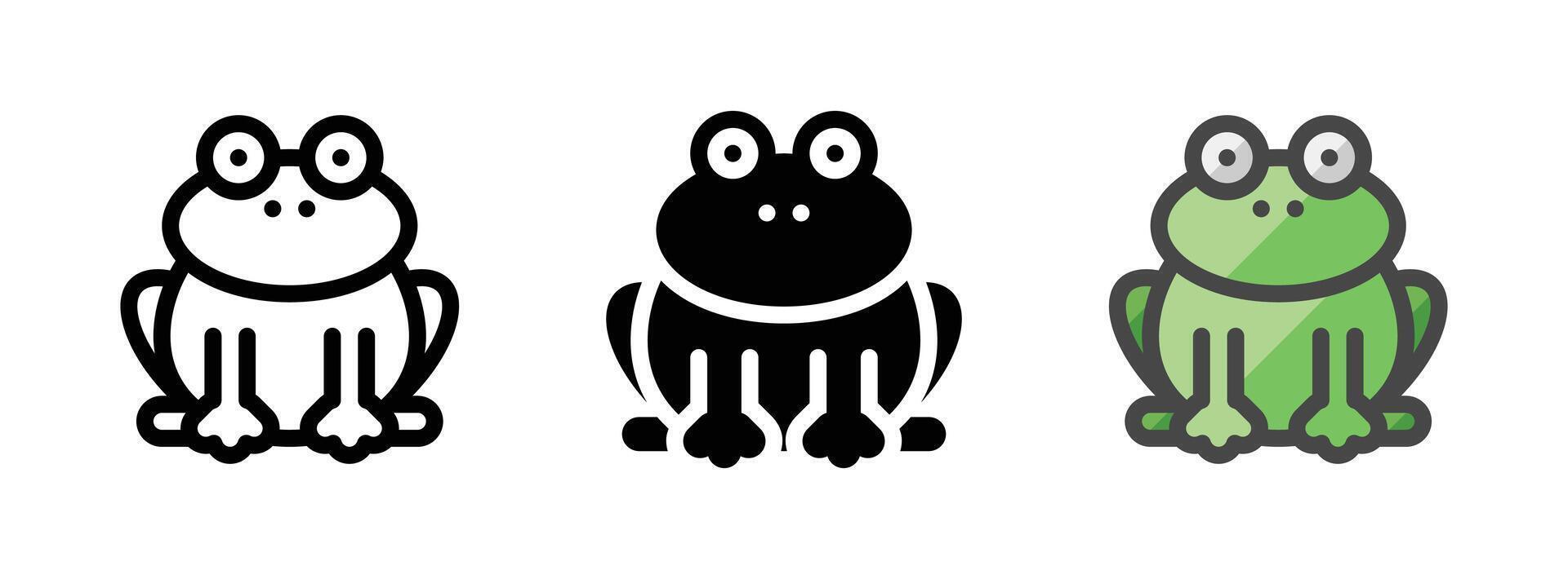 Multipurpose Frog Icon in Outline, Glyph, Filled Outline Style vector