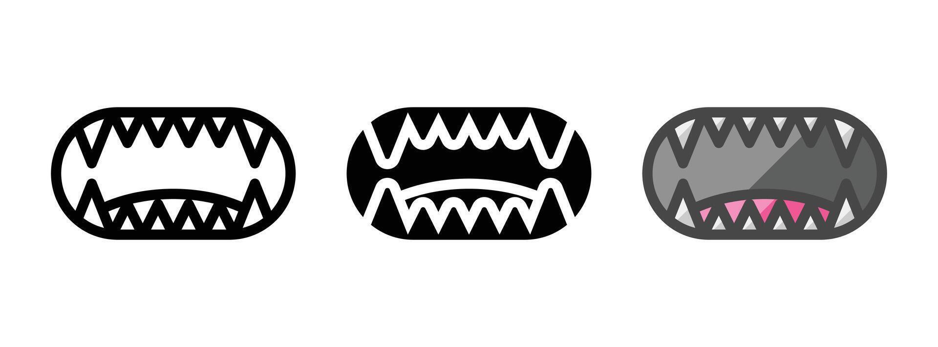 Multipurpose Fangs Icon in Outline, Glyph, Filled Outline Style vector