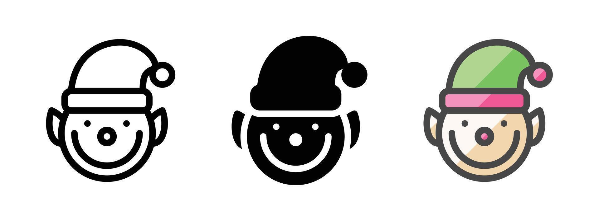 Multipurpose Elf Icon in Outline, Glyph, Filled Outline Style vector
