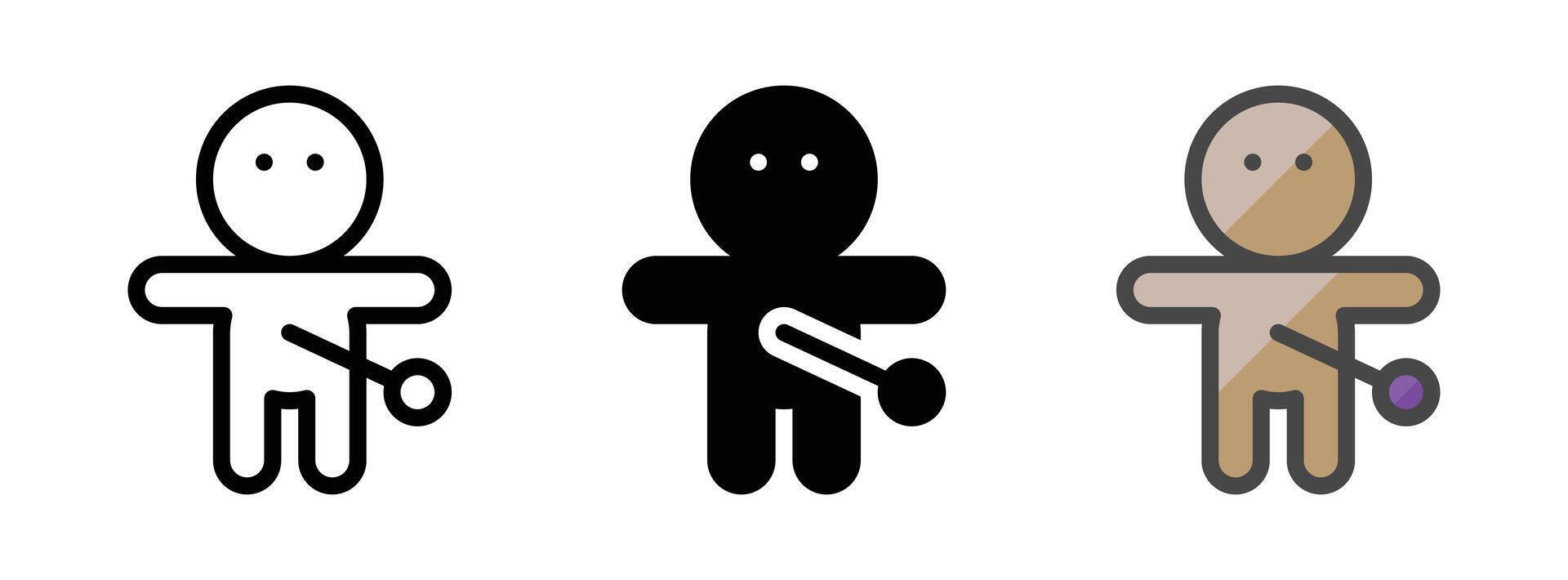 Multipurpose Doll Icon in Outline, Glyph, Filled Outline Style vector