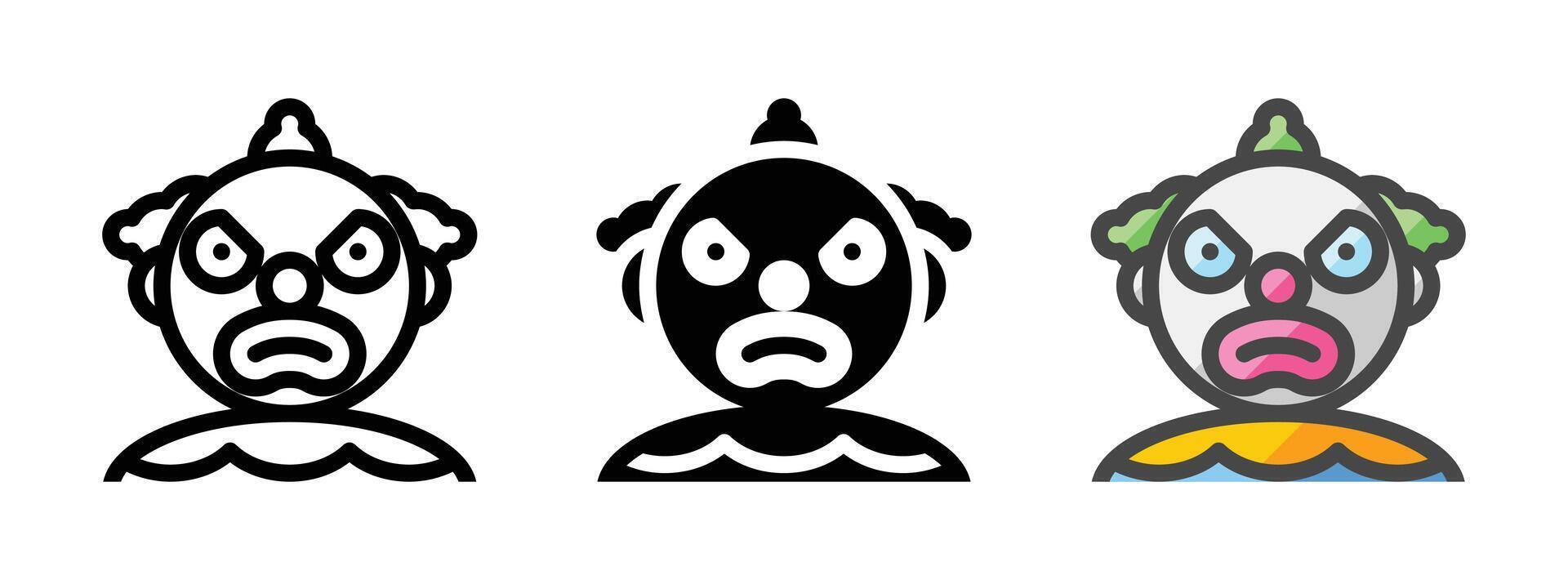 Multipurpose Clown Icon in Outline, Glyph, Filled Outline Style vector