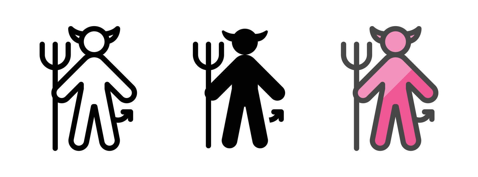 Multipurpose Devil Icon in Outline, Glyph, Filled Outline Style vector