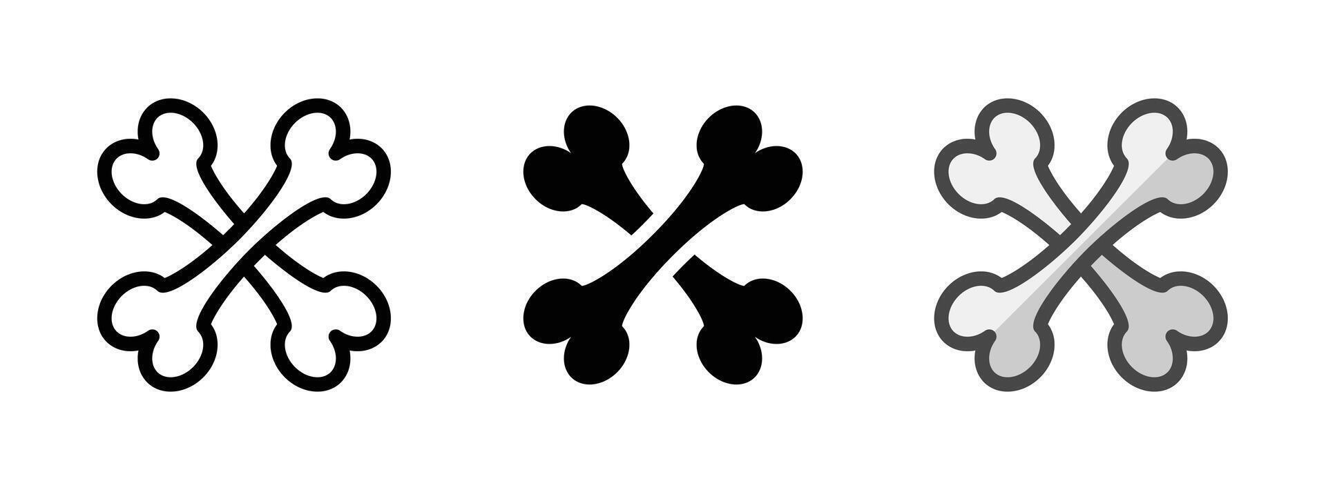 Multipurpose Bones Icon in Outline, Glyph, Filled Outline Style vector