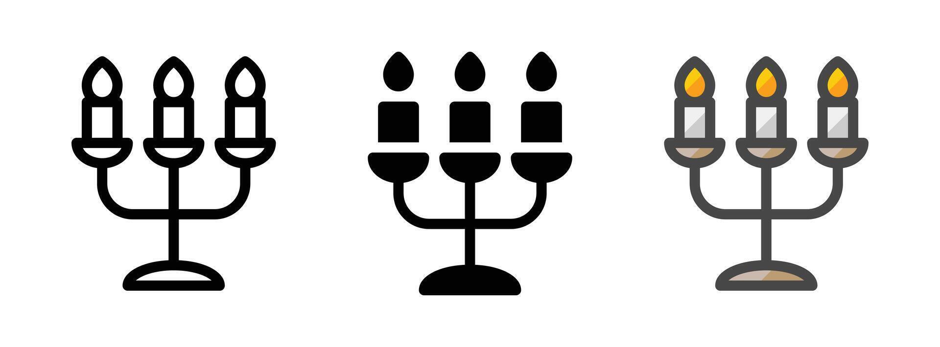 Multipurpose Candles Icon in Outline, Glyph, Filled Outline Style vector