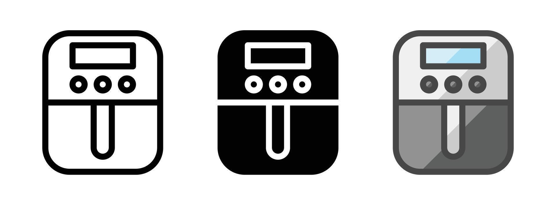 Multipurpose Air Fryer Icon in Outline, Glyph, Filled Outline Style vector