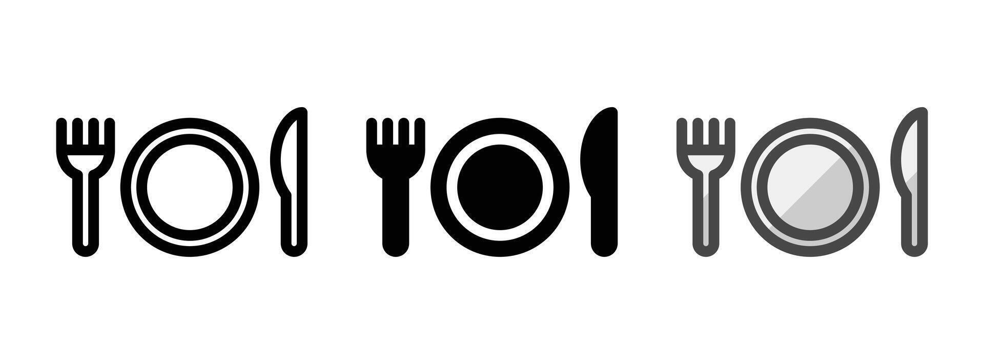 Multipurpose Tableware Icon in Outline, Glyph, Filled Outline Style vector