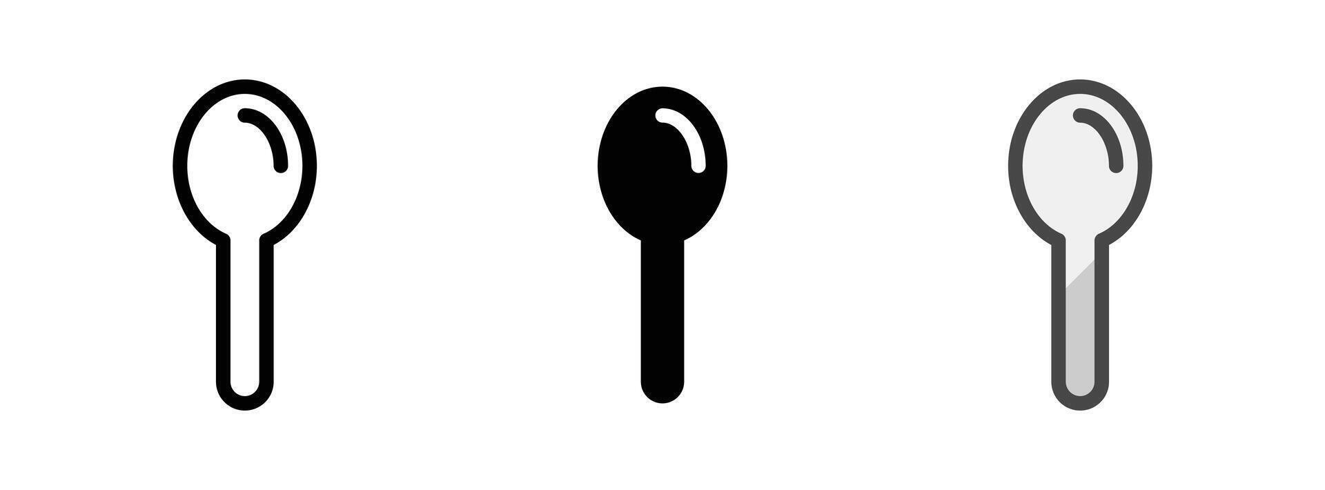 Multipurpose Spoon Icon in Outline, Glyph, Filled Outline Style vector