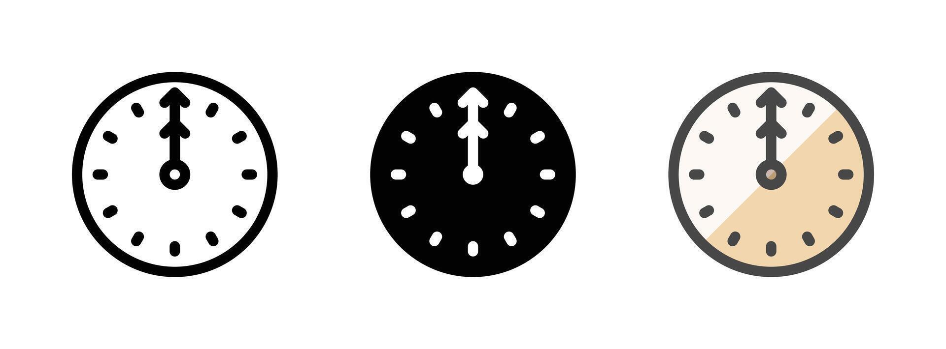 Multipurpose Clock Icon in Outline, Glyph, Filled Outline Style vector