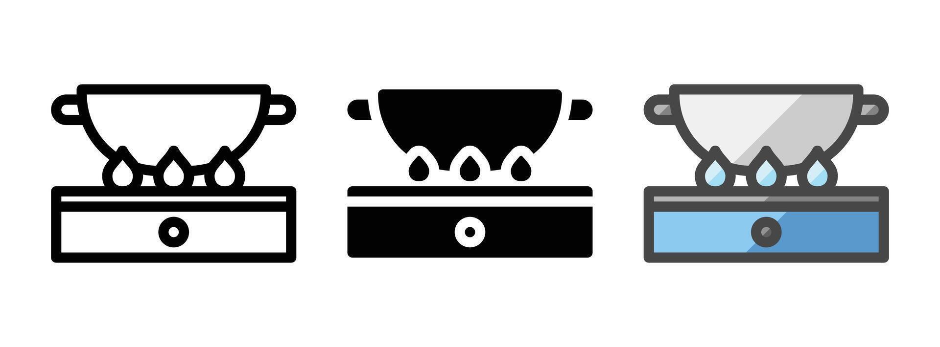 Multipurpose Stove and Wok Icon in Outline, Glyph, Filled Outline Style vector