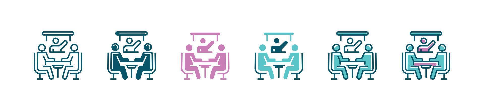 Meeting employee coaching by manager icon discussion and training workshop management symbol illustration vector