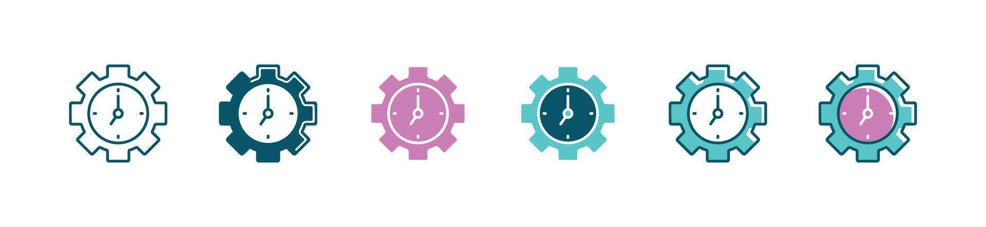 setting time management icon manage project deadline productivity with gears signs illustration design vector