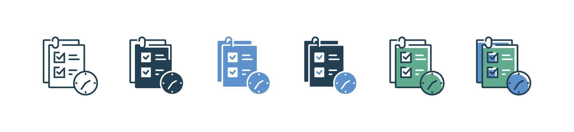 task time management icon set design project activity schedule target reminder illustration design for web and app vector