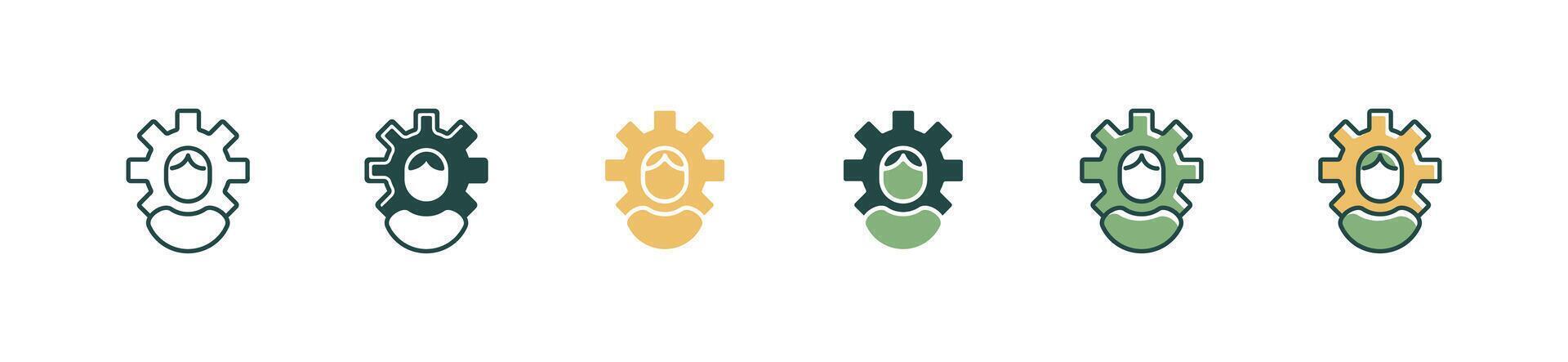 business development human resource training icon with cogwheel gear symbol illustration employee organization management for web and app vector