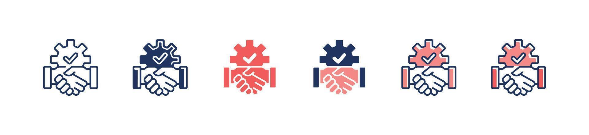 handshake development icon with gear checkmark design for business partnership management project symbol illustration vector