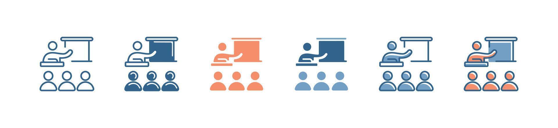 workshop training icon set design. partnership, teamwork, collaboration, coaching, team building, education symbol illustration vector