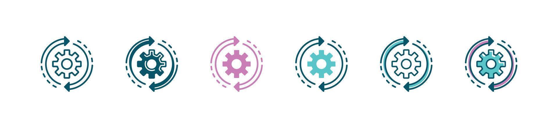 gear business progress development icon cogwheel project upgrade optimization circle arrow improvement symbol illustration vector