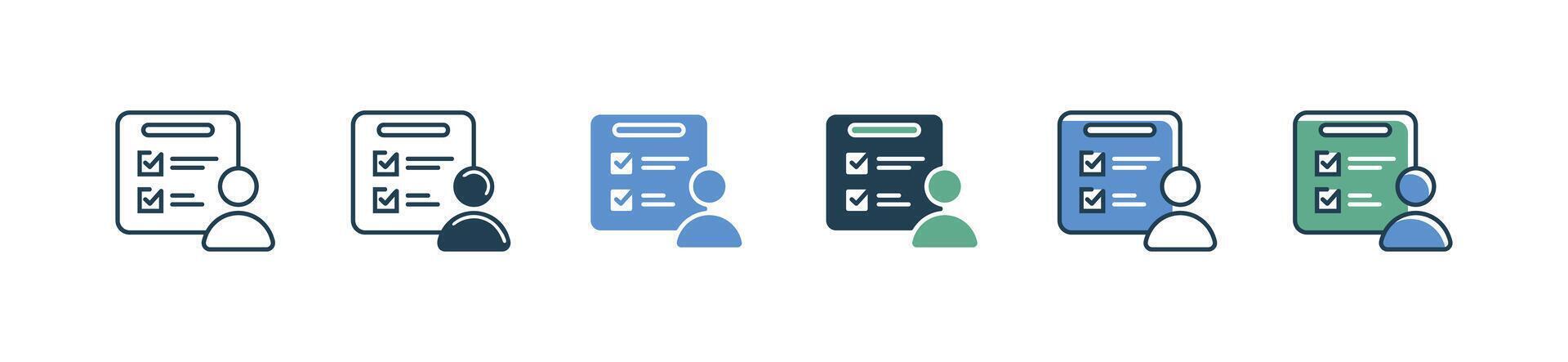 clipboard checkmark task list icon business to do list progress management with user symbol illustration vector